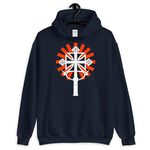 White Cross Red Rays Unisex Hoodie Ethiopian Coptic Orthodox Abyssinian Kiosk Christian Apparel Gildan Clothing