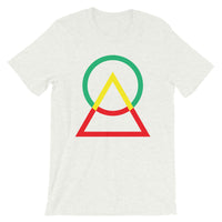 Green Yellow Red Circle Triangle Unisex T-Shirt Abyssinian Kiosk Harmonious Meeting Fashion Cotton Apparel Clothing Bella Canvas Original Art