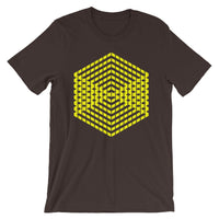 Yellow Cube Illusion Unisex T-Shirt Abyssinian Kiosk 3D Bars Polygon Fashion Cotton Apparel Clothing Bella Canvas Original Art 