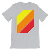 Yellow Orange Red Stripes Unisex T-Shirt Abyssinian Kiosk Diagonal Stripes Fashion Cotton Apparel Clothing Bella Canvas Original Art