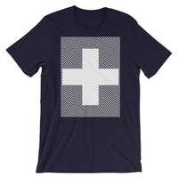 White Criss White Cross Unisex T-Shirt Abyssinian Kiosk Equal Arm Cross Christian Criss Cross Lines Bella Canvas Original Art Fashion Cotton Apparel Clothing