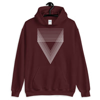 White Chiaroscuro Triangles Unisex Hoodie From Light to Bold Color Abyssinian Kiosk Fashion Cotton Apparel Clothing Gildan Original Art