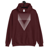 White Chiaroscuro Triangles Unisex Hoodie From Light to Bold Color Abyssinian Kiosk Fashion Cotton Apparel Clothing Gildan Original Art