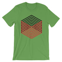 Red Black Cube Illusion Unisex T-Shirt Abyssinian Kiosk 3D Bars Polygon Fashion Cotton Apparel Clothing Bella Canvas Original Art