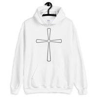 Black Outline Curve T Cross Unisex Hoodie Abyssinian Kiosk Ethiopian Latin Christian Jesus Gildan Original Art Fashion Cotton Apparel Clothing