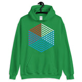 Red White Blue Cube Illusion Unisex Hoodie America USA Abyssinian Kiosk 3D Bars Polygon Fashion Cotton Apparel Clothing Gildan Original Art