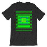 Green Stripes Blue Orange Squares Unisex T-Shirt Squares Within Lines Abyssinian Kiosk Fashion Cotton Apparel Clothing Bella Canvas Original Art