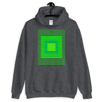 Green Stripes Blue Orange Squares Unisex Hoodie Squares Within Lines Abyssinian Kiosk Fashion Cotton Apparel Clothing Gildan Original Art