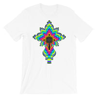 Psychedelic Black #10 Cross Unisex T-Shirt Trip Trippy Colorful Ethiopian Coptic Orthodox Abyssinian Kiosk Christian Bella Canvas Original Art Abyssinian Kiosk Fashion Cotton Apparel Clothing