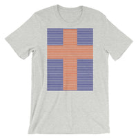 Orange Cross Navy Blue Lines Unisex T-Shirt Abyssinian Kiosk Christian Jesus Religion Lined Latin Cross Bella Canvas Original Art Fashion Cotton Apparel Clothing