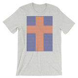 Orange Cross Navy Blue Lines Unisex T-Shirt Abyssinian Kiosk Christian Jesus Religion Lined Latin Cross Bella Canvas Original Art Fashion Cotton Apparel Clothing