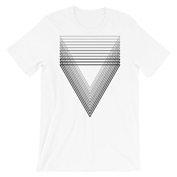 Black Chiaroscuro Triangles Unisex T-Shirt From Light to Bold Color Abyssinian Kiosk Fashion Cotton Apparel Clothing Bella Canvas Original Art