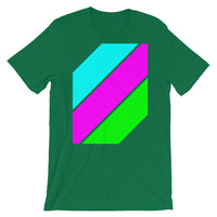 Cyan Magenta Green Stripes Unisex T-Shirt Abyssinian Kiosk Diagonal Stripes Fashion Cotton Apparel Clothing Bella Canvas Original Art