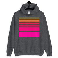 Pink to Yellow Unisex Hoodie Thick Bars to Thin Lines Abyssinian Kiosk Fashion Cotton Apparel Clothing Gildan Original Art