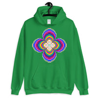 Psychedelic #9 Cross White Unisex Hoodie Trip Trippy Colorful Ethiopian Coptic Orthodox Abyssinian Kiosk Christian Gildan Original Art Fashion Cotton Apparel Clothing