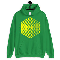 Yellow Cube Illusion Unisex Hoodie Abyssinian Kiosk 3D Bars Polygon Fashion Cotton Apparel Clothing Gildan Original Art 