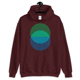 Green to Blue Lined Circles Unisex Hoodie Abyssinian Kiosk Joining Circles Fashion Cotton Apparel Clothing Gildan Original Art