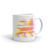Yellow Magenta Lion Diagonal Lines Kaffa Mug