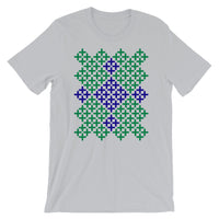 Dark Green & Navy Blue Cross Pattern Unisex T-Shirt Abyssinian Kiosk Ethiopian Coptic Orthodox Tewahedo Christian Bella Canvas Original Art Fashion Cotton Apparel Clothing