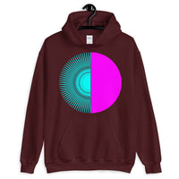 Cyan Half Star Magenta Half Circle Unisex Hoodie Abyssinian Kiosk Fashion Cotton Apparel Clothing Gildan Original Art