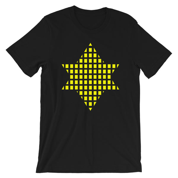 Yellow Boxes Star of David Unisex T-Shirt Abyssinian Kiosk Rectangles Jewish Falasha Abyssinia Ethiopia Bella Canvas Original Art Fashion Cotton Apparel Clothing