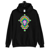 Psychedelic #2 Cross White Unisex Hoodie Trip Trippy Colorful Ethiopian Coptic Orthodox Abyssinian Kiosk Christian Gildan Original Art Fashion Cotton Apparel Clothing