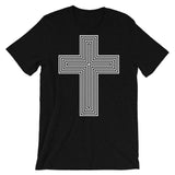 White & Empty Maze Cross Unisex T-Shirt Abyssinian Kiosk Christian Jesus Religion Lined Latin Cross Bella Canvas Original Art Fashion Cotton Apparel Clothing