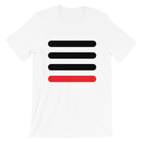 3 Black Bars 1 Red Unisex T-Shirt Abyssinian Kiosk Horizontal Lines Fashion Cotton Apparel Clothing Bella Canvas Original Art