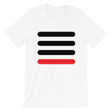 3 Black Bars 1 Red Unisex T-Shirt Abyssinian Kiosk Horizontal Lines Fashion Cotton Apparel Clothing Bella Canvas Original Art