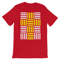 4 Lines Yellow Cross White Unisex T-Shirt Abyssinian Kiosk Christian Bella Canvas Original Art Fashion Cotton Apparel Clothing