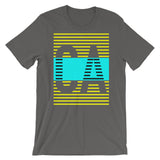 Yellow Cyan CA Unisex T-Shirt Abyssinian Kiosk California State Fashion Cotton Apparel Clothing Bella Canvas Original Art