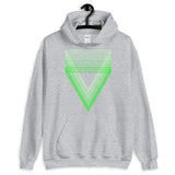 Green Chiaroscuro Triangles Unisex Hoodie From Light to Bold Color Abyssinian Kiosk Fashion Cotton Apparel Clothing Gildan Original Art