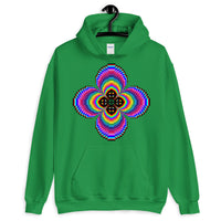 Psychedelic #9 Cross Black Unisex Hoodie Trip Trippy Colorful Ethiopian Coptic Orthodox Abyssinian Kiosk Christian Gildan Original Art Fashion Cotton Apparel Clothing