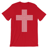 White & Empty Maze Cross Unisex T-Shirt Abyssinian Kiosk Christian Jesus Religion Lined Latin Cross Bella Canvas Original Art Fashion Cotton Apparel Clothing