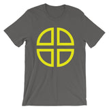 Between the Lines Cross Yellow Unisex T-Shirt Abyssinian Kiosk Ethiopian Coptic Orthodox Tewahedo Christian Bella Canvas Original Art Fashion Cotton Apparel Clothing