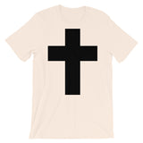 Black Latin Cross Unisex T-Shirt Abyssinian Kiosk Christian Jesus Religion Wide Line Latin Cross Bella Canvas Original Art Fashion Cotton Apparel Clothing