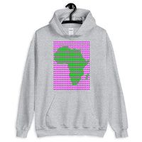 Magenta Squares Green Africa Unisex Hoodie Map African Abyssinian Kiosk Fashion Cotton Apparel Clothing Gildan Original Art