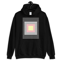 White Stripes Red Yellow Squares Unisex Hoodie Squares Within Lines Abyssinian Kiosk Fashion Cotton Apparel Clothing Gildan Original Art