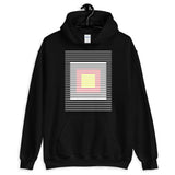 White Stripes Red Yellow Squares Unisex Hoodie Squares Within Lines Abyssinian Kiosk Fashion Cotton Apparel Clothing Gildan Original Art