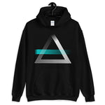 White Triangles & Cyan Strikes Unisex Hoodie Abyssinian Kiosk Fashion Cotton Apparel Clothing Gildan Original Art