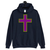 Black Yellow Magenta Maze Cross Unisex Hoodie Abyssinian Kiosk Christian Jesus Religion Lined Latin Cross Gildan Original Art Fashion Cotton Apparel Clothing