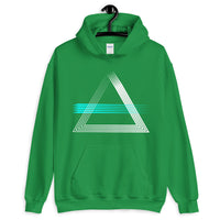 White Triangles & Cyan Strikes Unisex Hoodie Abyssinian Kiosk Fashion Cotton Apparel Clothing Gildan Original Art