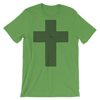 Black Empty Maze Cross Unisex T-Shirt Abyssinian Kiosk Christian Jesus Religion Lined Latin Cross Bella Canvas Original Art Fashion Cotton Apparel Clothing