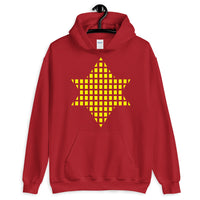 Yellow Boxes Star of David Unisex Hoodie Abyssinian Kiosk Rectangles Jewish Falasha Abyssinia Ethiopia Gildan Original Art Fashion Cotton Apparel Clothing