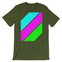 Cyan Magenta Green Stripes Unisex T-Shirt Abyssinian Kiosk Diagonal Stripes Fashion Cotton Apparel Clothing Bella Canvas Original Art