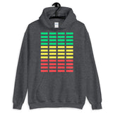 Green Yellow Red Grid Bars Unisex Hoodie Abyssinian Kiosk Rectangle Bars Spaced Evenly Grid Pattern Fashion Cotton Apparel Clothing Gildan Original Art