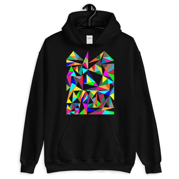 Color Triangles Unisex Hoodie Abyssinian Kiosk Falling Colorful Triangles Fashion Cotton Apparel Clothing Gildan Original Art