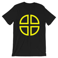 Between the Lines Cross Yellow Unisex T-Shirt Abyssinian Kiosk Ethiopian Coptic Orthodox Tewahedo Christian Bella Canvas Original Art Fashion Cotton Apparel Clothing