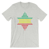 Green Yellow Red Boxes Star of David Unisex T-Shirt Abyssinian Kiosk Rectangles Jewish Falasha Abyssinia Ethiopia Bella Canvas Original Art Fashion Cotton Apparel Clothing