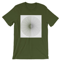 Half Blank Half Grey Cube Spokes White BG Unisex T-Shirt Abyssinian Kiosk Squares Bicycle Spokes Background Fashion Cotton Apparel Clothing Bella Canvas Original Art